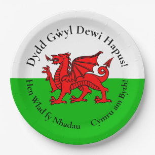 Matching Welsh Dragon St David's Day 9" Paper Plate