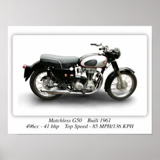 Matchless G50 Built 1960 Motorcycle - A3 Poster