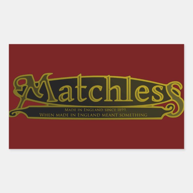 MATCHLESS,VINTAGE MOTORCYCLE EMBLEM. RECTANGULAR STICKER (Front)