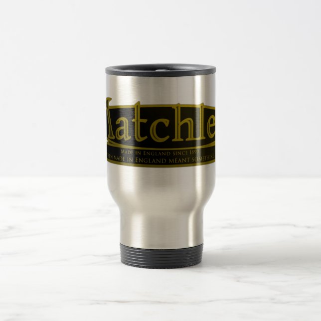 MATCHLESS,VINTAGE MOTORCYCLE EMBLEM. TRAVEL MUG (Center)