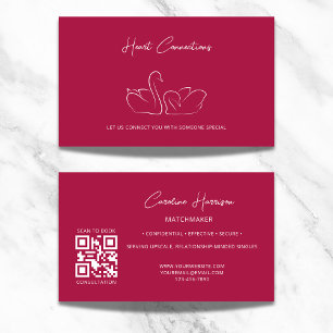 Matchmaker Dating Service QR Code Red Elegant Business Card