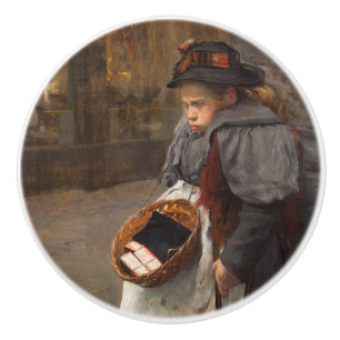 Matchstick Girl Poor Street Urchin Urban Poverty   Ceramic Knob