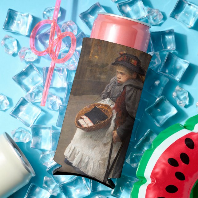 Matchstick Girl Poor Street Urchin Urban Poverty   Seltzer Can Cooler (In Situ Summer)