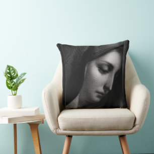 Mater Dolorosa Engraving by Carlo Dolci Cushion