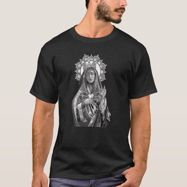 Mater Dolorosa Our Lady of Sorrows Virgin Mary Cat T-Shirt (Front)