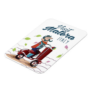 Matera Italy Cartoon Scooter travel print Magnet