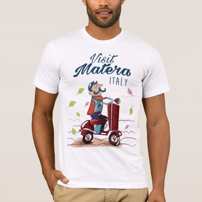 Matera Italy Cartoon Scooter travel print T-Shirt (Front)