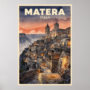 Matera Italy Vintage Travel Poster