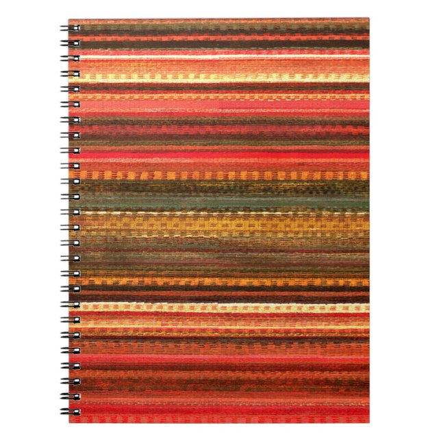 Material Textile Stripes Red Orange and Green Notebook (Front)