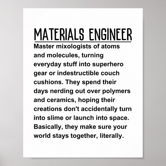 Materials engineer poster (Front)