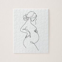 Maternal Elegance: Pregnant Women Line Art Jigsaw Puzzle