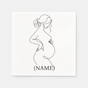Maternal Elegance: Pregnant Women Line Art Napkin