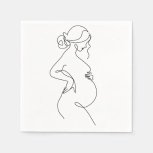 Maternal Elegance: Pregnant Women Line Art Napkin