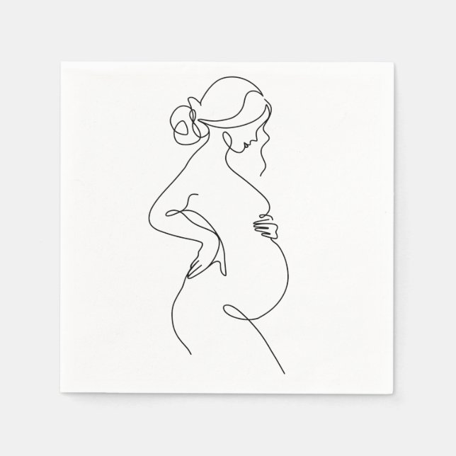 Maternal Elegance: Pregnant Women Line Art Napkin (Front)