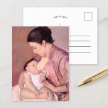 Maternite | Mary Cassatt Postcard<br><div class="desc">Maternite (1890) by American impressionist artist Mary Cassatt. Original artwork is a pastel on paper depicting a portrait of a mother dressed in pink nursing her young baby. 

Use the design tools to add custom text or personalise the image.</div>