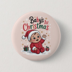 Maternity Baby's 1st Christmas Pregnancy Announce 6 Cm Round Badge