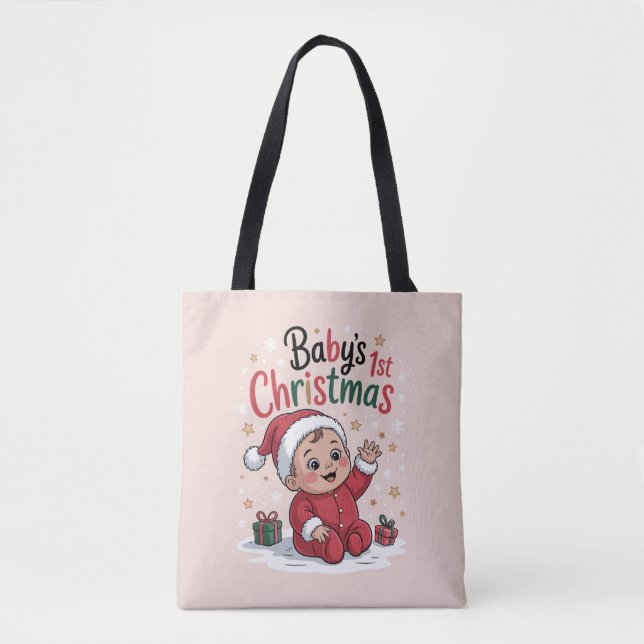 Maternity Baby's 1st Christmas Pregnancy Announce Tote Bag (Front)