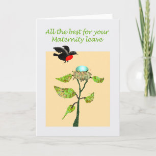 Maternity leave best wishes, bird , egg and nest, card