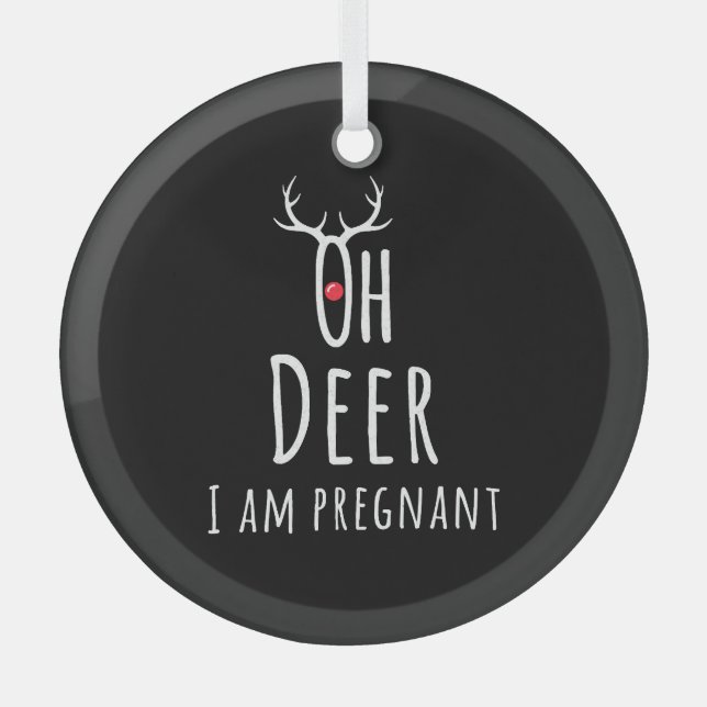 Maternity Pregnancy Pregnant Baby Christmas Deer Glass Tree Decoration (Front)