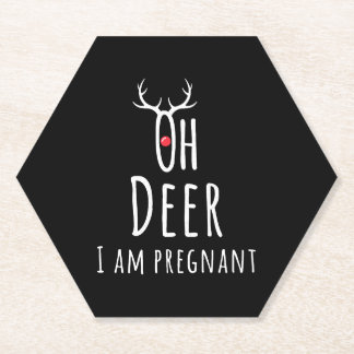 Maternity Pregnancy Pregnant Baby Christmas Deer Paper Coaster