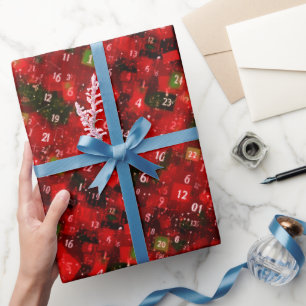 Math Abstract Christmas Red Green Wrapping Paper