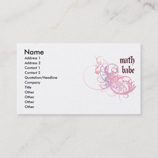 Math Babe Business Card (Front)