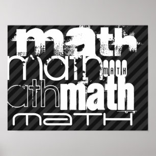Math; Black & Dark Grey Stripes Poster