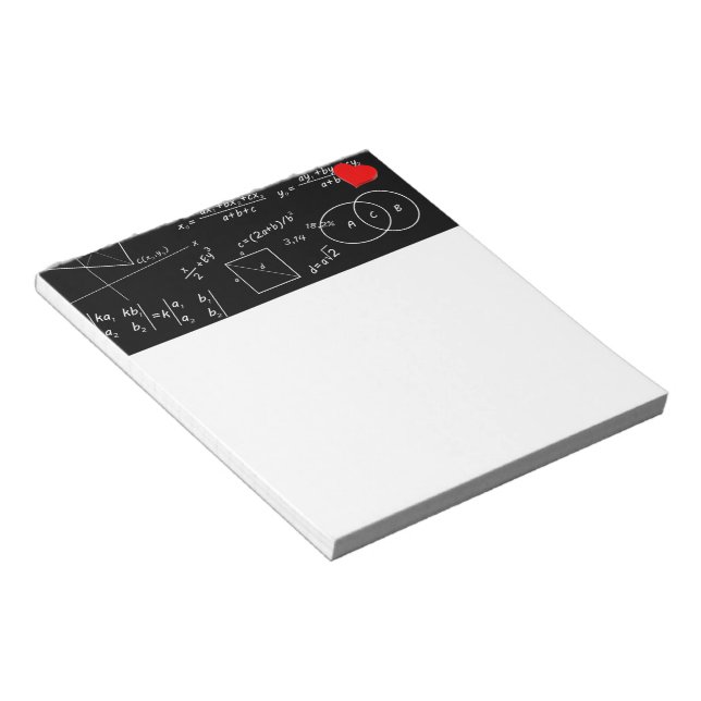 Math blackboard with 3D cute red heart Notepad (Angled)