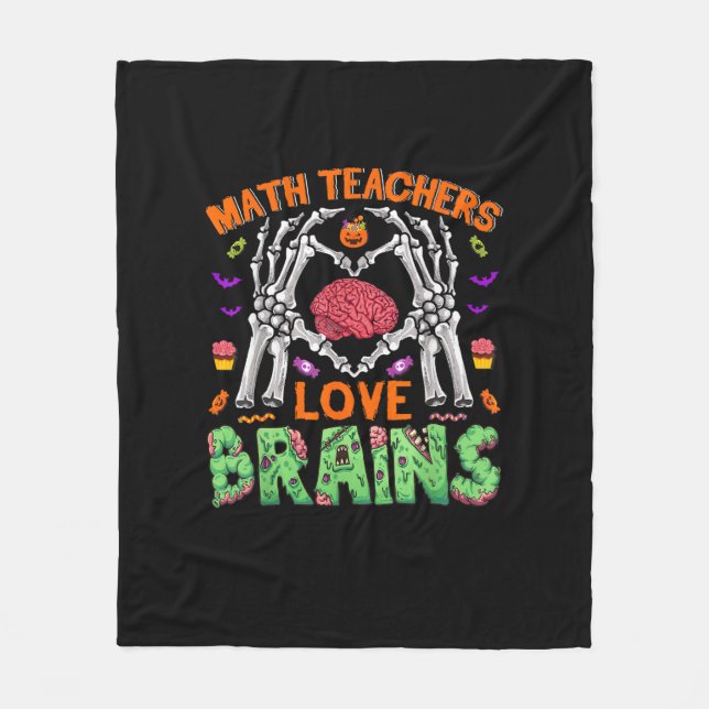 Math Brain Heart Skeleton Hand Zombie Halloween Fleece Blanket (Front)