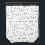 Math Calculations and Shapes Personalised Cute Drawstring Bag<br><div class="desc">Math and statisticians design pattern Drawstring bag for any math nerd. Add a name by clicking the "Personalise" button. A perfect blend of style and functionality. Features a unique pattern background, this bag adds a pop of personality to your everyday ensemble. Whether you're running errands or exploring the city, this...</div>