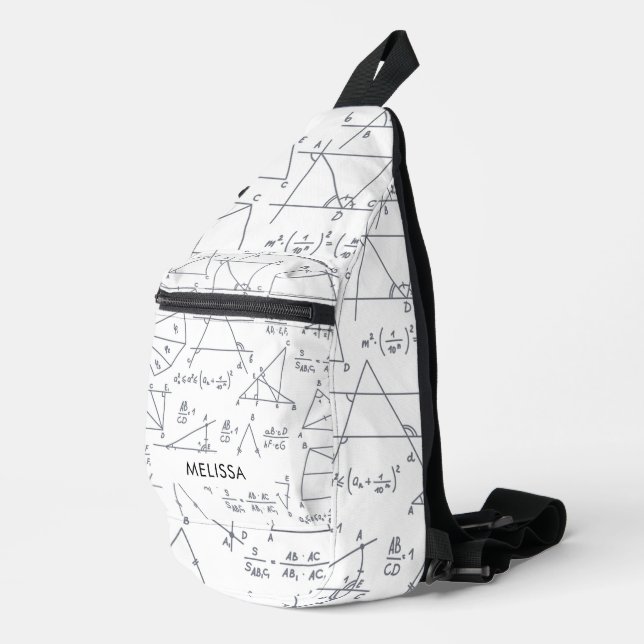Math Calculations and Shapes Personalised Name Sling Bag (Right Corner)