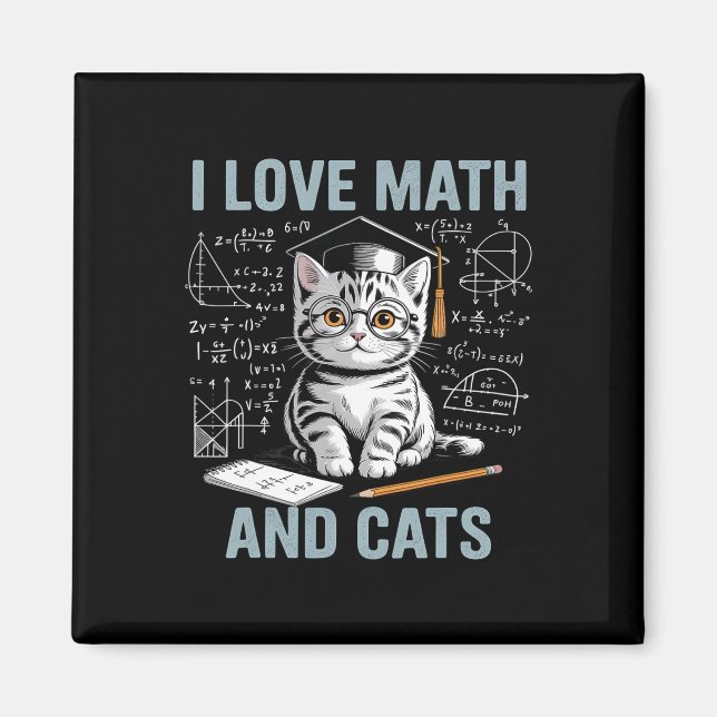 Math Cat Lover Funny Math Teacher I Love Math And  Magnet (Front)