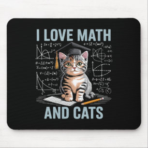Math Cat Lover Funny Math Teacher I Love Math And Mouse Pad