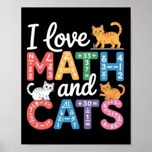 Math Cat Lover Funny Math Teacher I Love Math And Poster