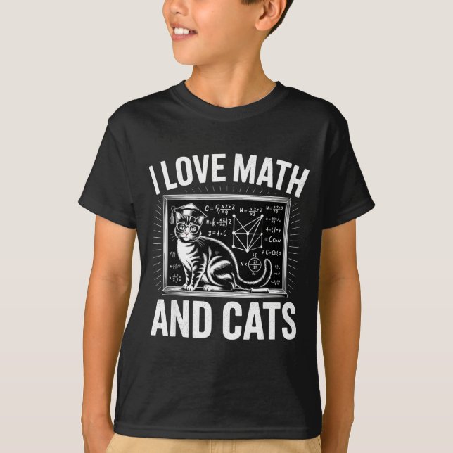 Math Cat Lover Funny Math Teacher I Love Math And  T-Shirt (Front)