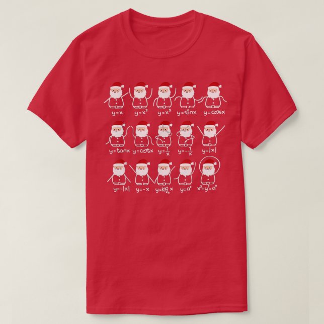 Math Christmas Santa Hat Gift For Math Teacher T-Shirt (Design Front)