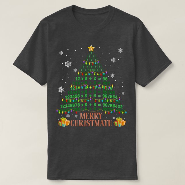 Math Christmas Tree Merry Christmath Funny For Mat T-Shirt (Design Front)