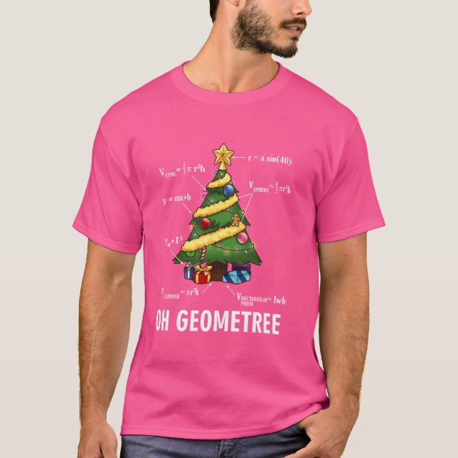 Math Christmas Tree Oh Geometree Funny Geometry Ma T-Shirt (Front)
