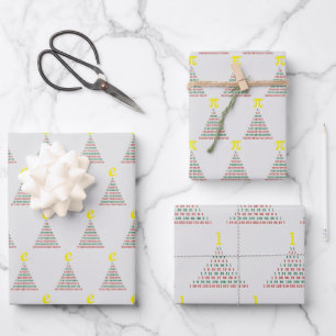Math christmas trees wrapping paper sheet