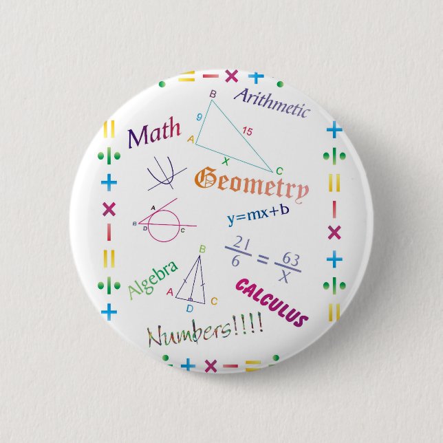 Math Design 6 Cm Round Badge (Front)