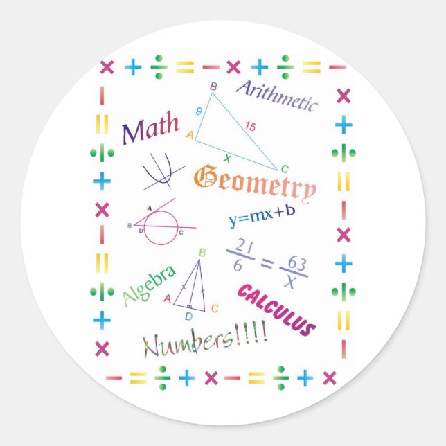 Math Design Classic Round Sticker (Front)