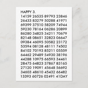 Math Digits 3.14 Funny Happy Pi Day Postcard