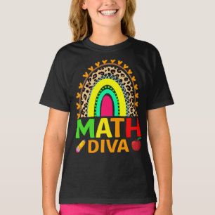 Math Diva Rainbow Leopard Back To School T-Shirt