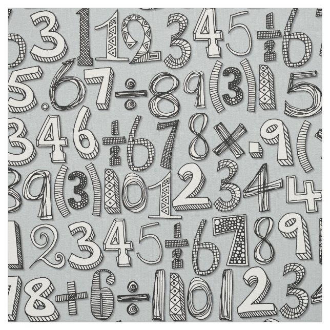 math doodle silver fabric (Swatch)