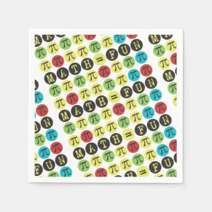 Math equals Fun - Funny Pi Colourful Paper Napkins