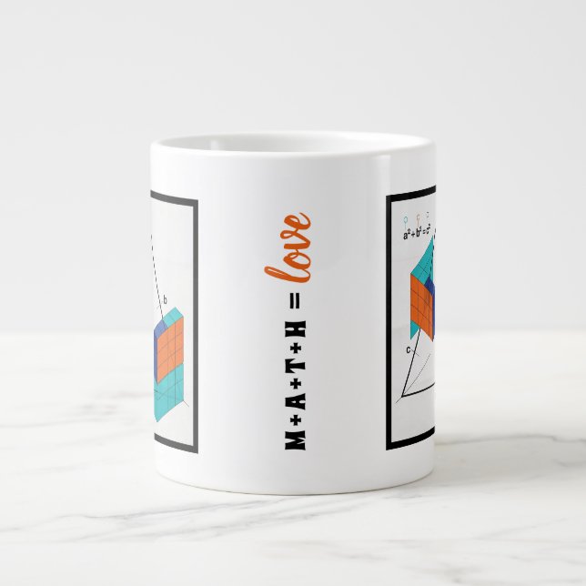 Math Equals Love 3D Pythagorean Theorem Mug (Front)