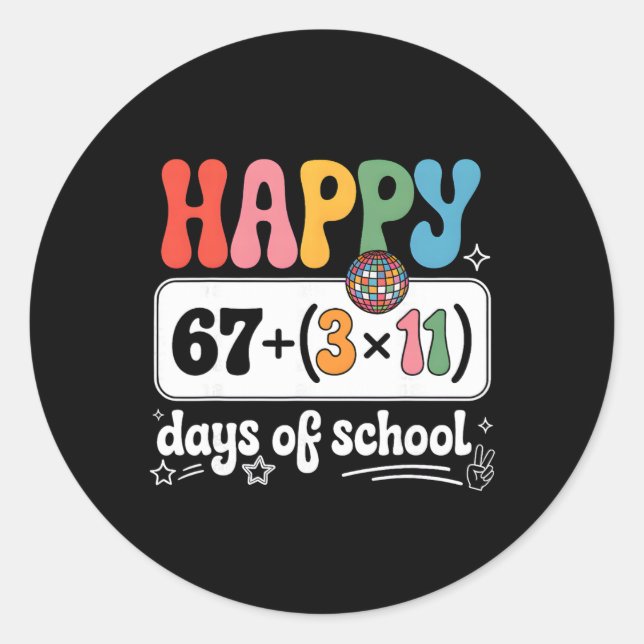 Math Equation 100th Day Teacher Groovy 100 Days Of Classic Round Sticker (Front)