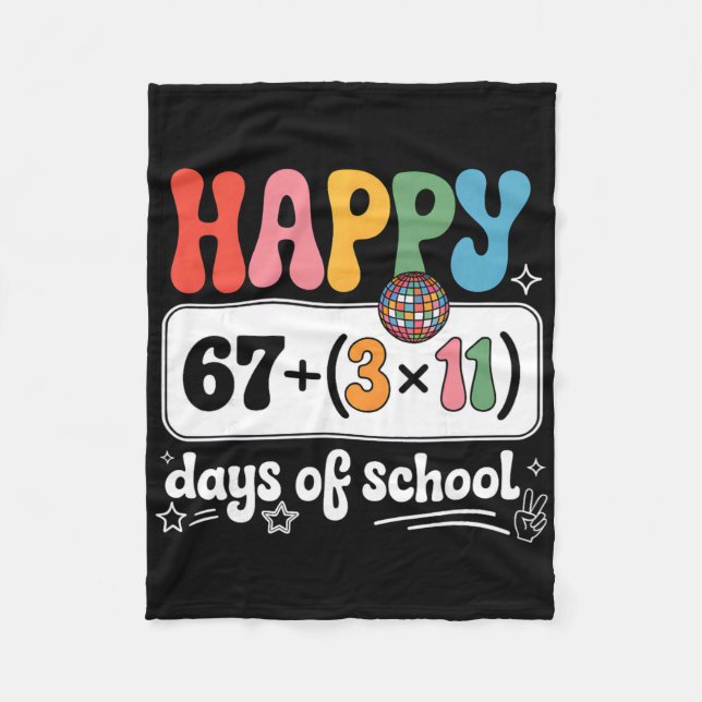 Math Equation 100th Day Teacher Groovy 100 Days Of Fleece Blanket (Front)