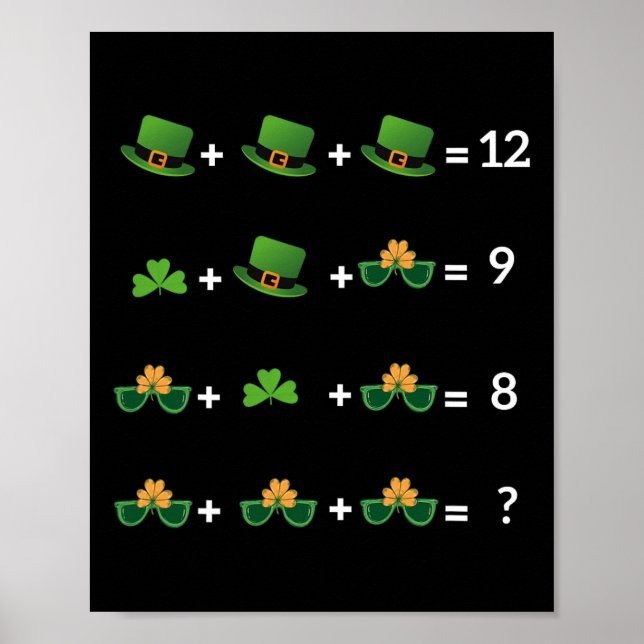 Math Equation Funny St Patricks Day Teacher 1  Poster (Front)
