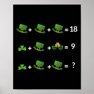 Math Equation Funny St Patricks Day Teacher  Poster